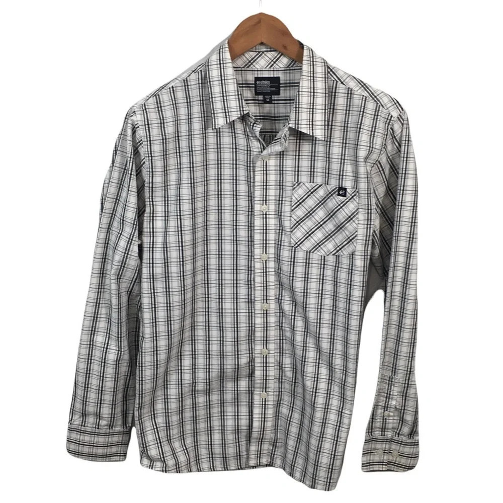 BF760 Mens ETNIES Skater Brand Striped Button Down Shirt M
